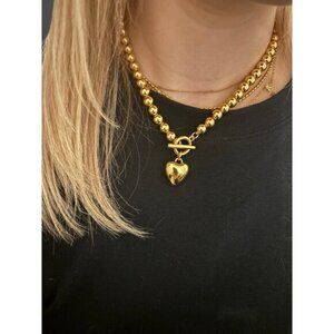 House of Harlow Nicole Richie Large Ball Chain Heart Pendant